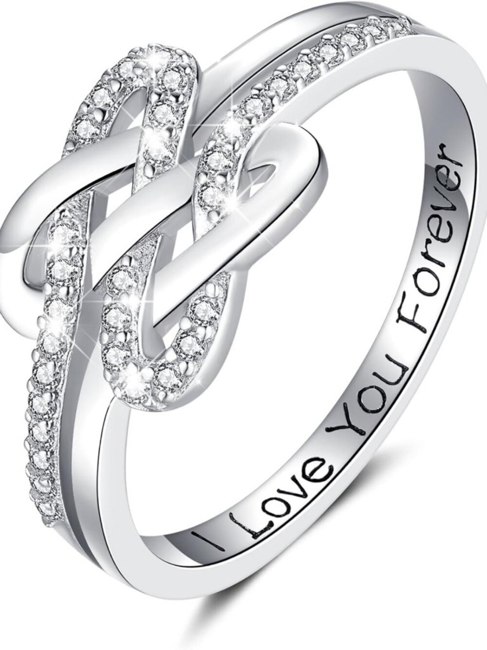 Sterling Silver Mother Daughter Square Knot Rings - Engraved Love Jewelry Gift